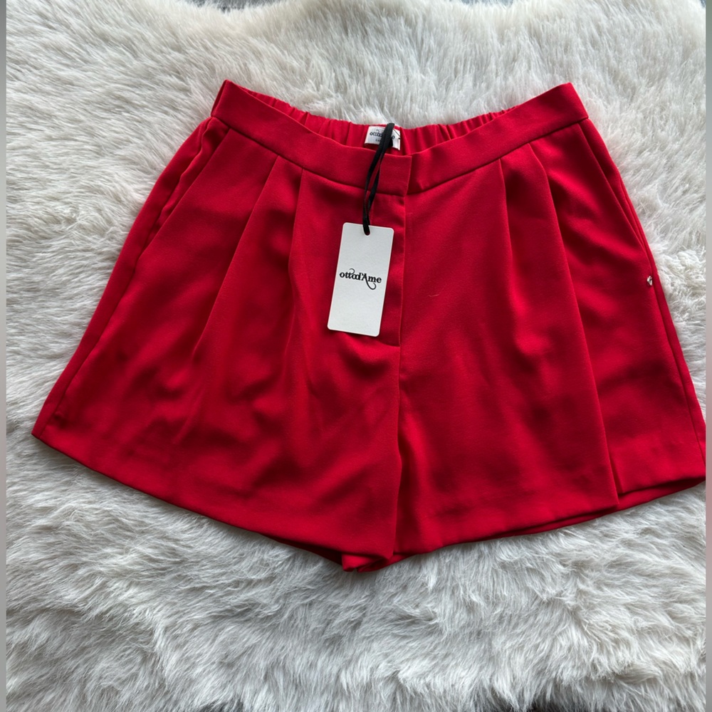 Otto’s’ Ame Vibrant Red Women's zipper and elastic waist back Shorts size 12 - Picture 5 of 14